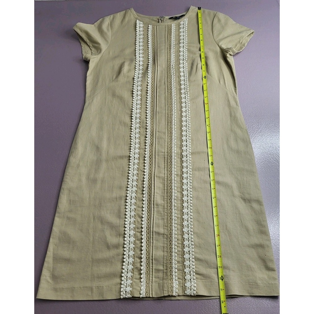 Brooks Brothers‎ Size 6 Beige Linen Cotton Cottagecore Crochet Dress. - Picture 5 of 13